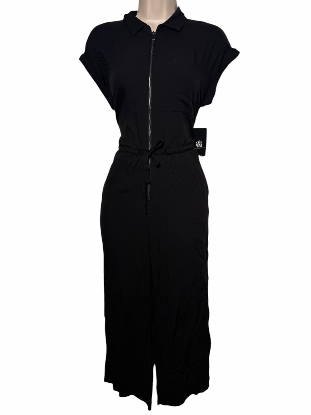 Rock & Republic Black Zip Front Utility Jumpsuit Romper XS New